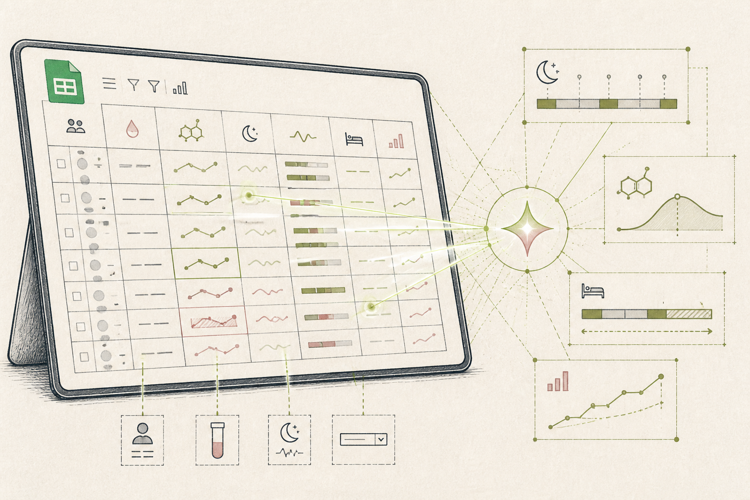 Cover illustration for AI identifies unexpected correlation between patient hormone levels and sleep patterns