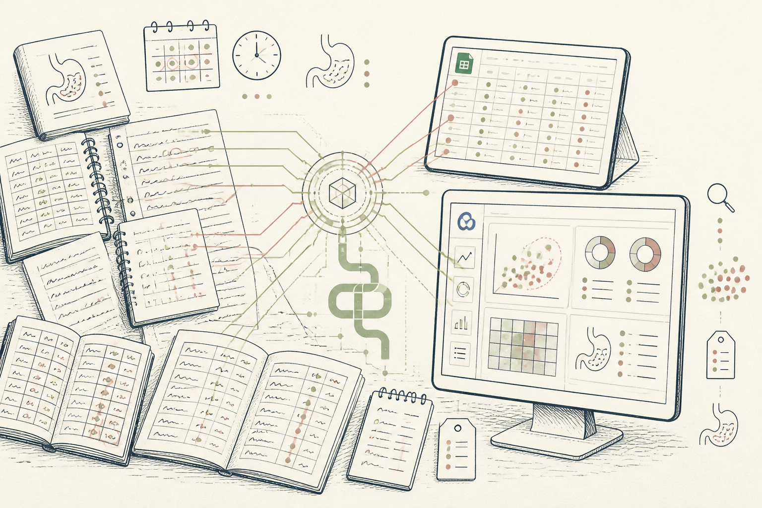 Cover illustration for Digestive Symptom Tracking: From Manual Chaos to Automated Clarity