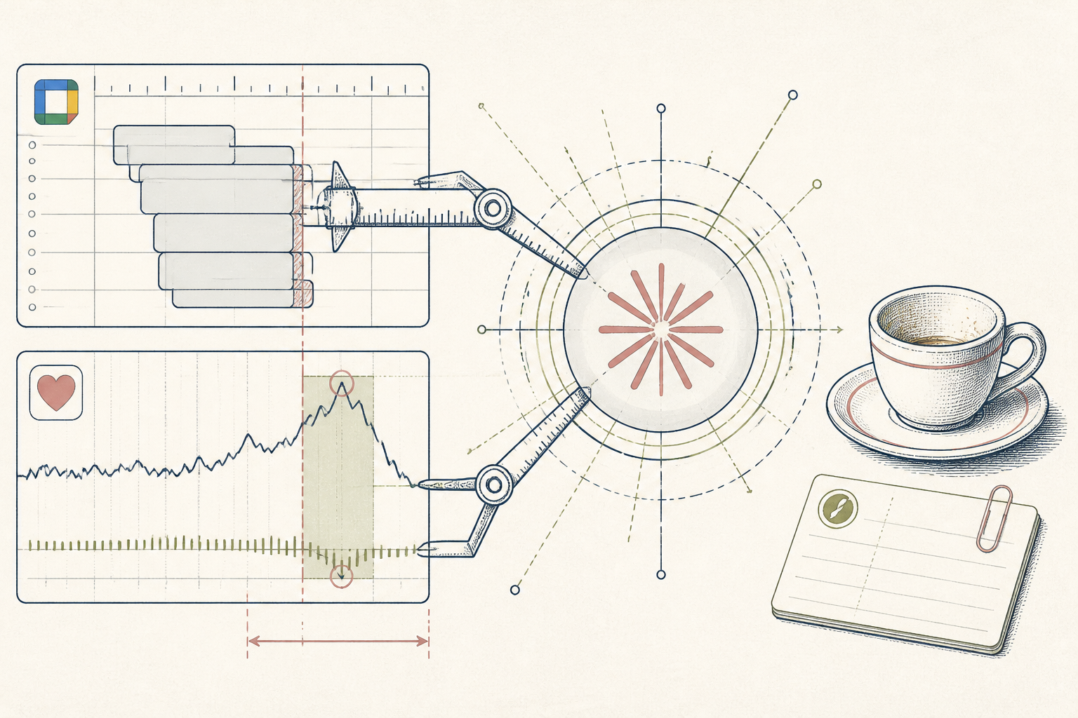 Cover illustration for Resolving phantom caffeine spikes by mapping calendar transitions