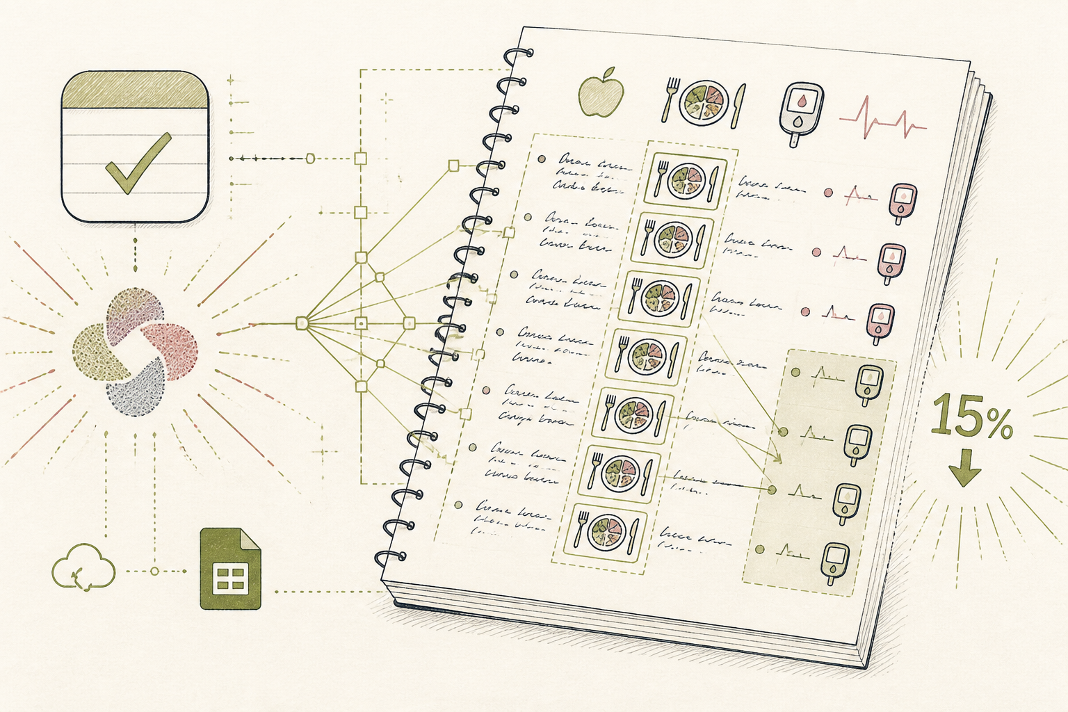 Cover illustration for Weekly Metabolic Review in Apple Notes with AI