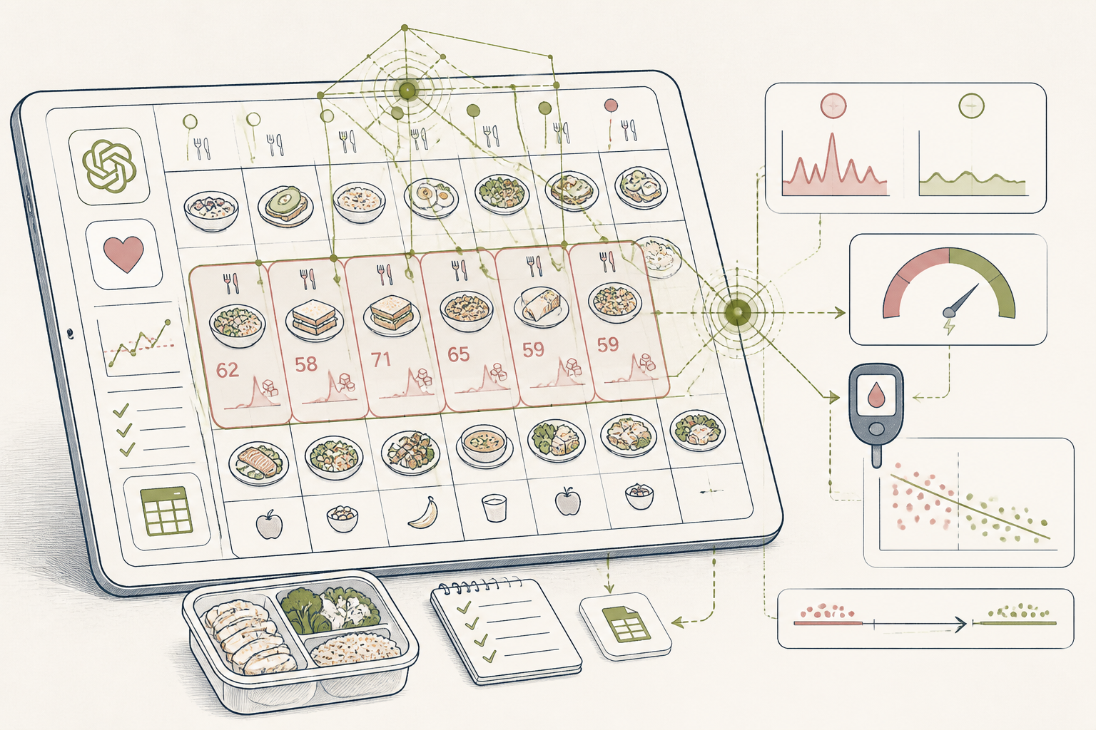Cover illustration for Weekly Planning with AI to Stabilize Blood Sugar